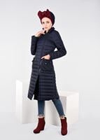 Tesettür giyim LACİVERT CEP DETAYLI KAPİTONE KABAN  9496 