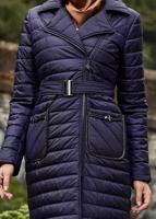 Tesettür giyim LACİVERT CEP DETAYLI KAPİTONE KABAN  9496 