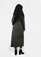 Tesettür giyim HAKİ KARE KAPİTONE KABAN 9502