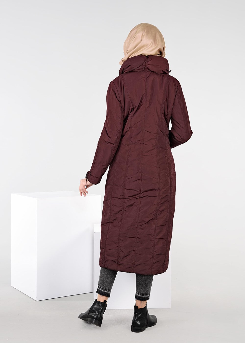 Hijab clothing CLARET RED ALVINA PUFFER COAT 9511