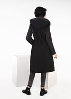 Tesettür giyim SİYAH KÜRK DETAYLI BAĞCIKLI KABAN 9514