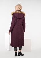 Tesettür giyim BORDO PELUŞ KAPÜŞONLU KABAN 9515 