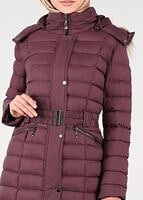 Tesettür giyim BORDO KAPÜŞONLU ŞİŞME KABAN 9517 