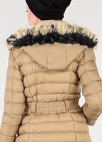 Tesettür giyim KAHVE KAPÜŞONLU ŞİŞME KABAN 9517 