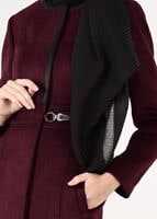 Tesettür giyim BORDO BİSİKLET YAKA BİYELİ KABAN 9522 
