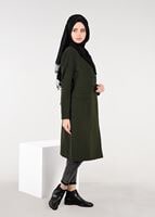 Tesettür giyim HAKİ KRUVAZE DÜĞMELİ KABAN 9528 