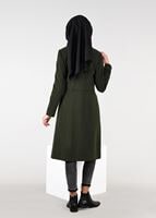 Tesettür giyim HAKİ KRUVAZE DÜĞMELİ KABAN 9528 