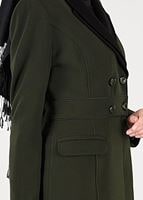 Tesettür giyim HAKİ KRUVAZE DÜĞMELİ KABAN 9528 