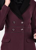 Tesettür giyim MÜRDÜM KRUVAZE DÜĞMELİ KABAN 9528 