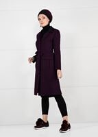 Tesettür giyim MÜRDÜM BELİ KUŞAKLI KAŞE KABAN 9529 