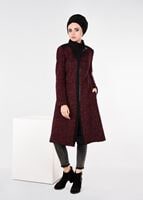 Tesettür giyim BORDO FERMUARLI KEÇE KABAN 9531