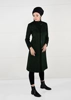 Tesettür giyim HAKİ FERMUARLI KEÇE KABAN 9531