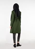 Tesettür giyim HAKİ BALIKÇI YAKA BELİ KUŞAKLI KABAN 9536 