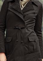 Tesettür giyim SİYAH BELİ BÜZGÜLÜ CEPLİ KABAN 9541