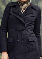 Tesettür giyim LACİVERT BELİ BÜZGÜLÜ CEPLİ KABAN 9541