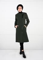 Tesettür giyim HAKİ FERMUARLI KAŞE KABAN 9548 