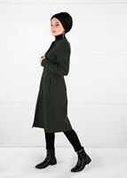 Tesettür giyim HAKİ FERMUARLI KAŞE KABAN 9548 