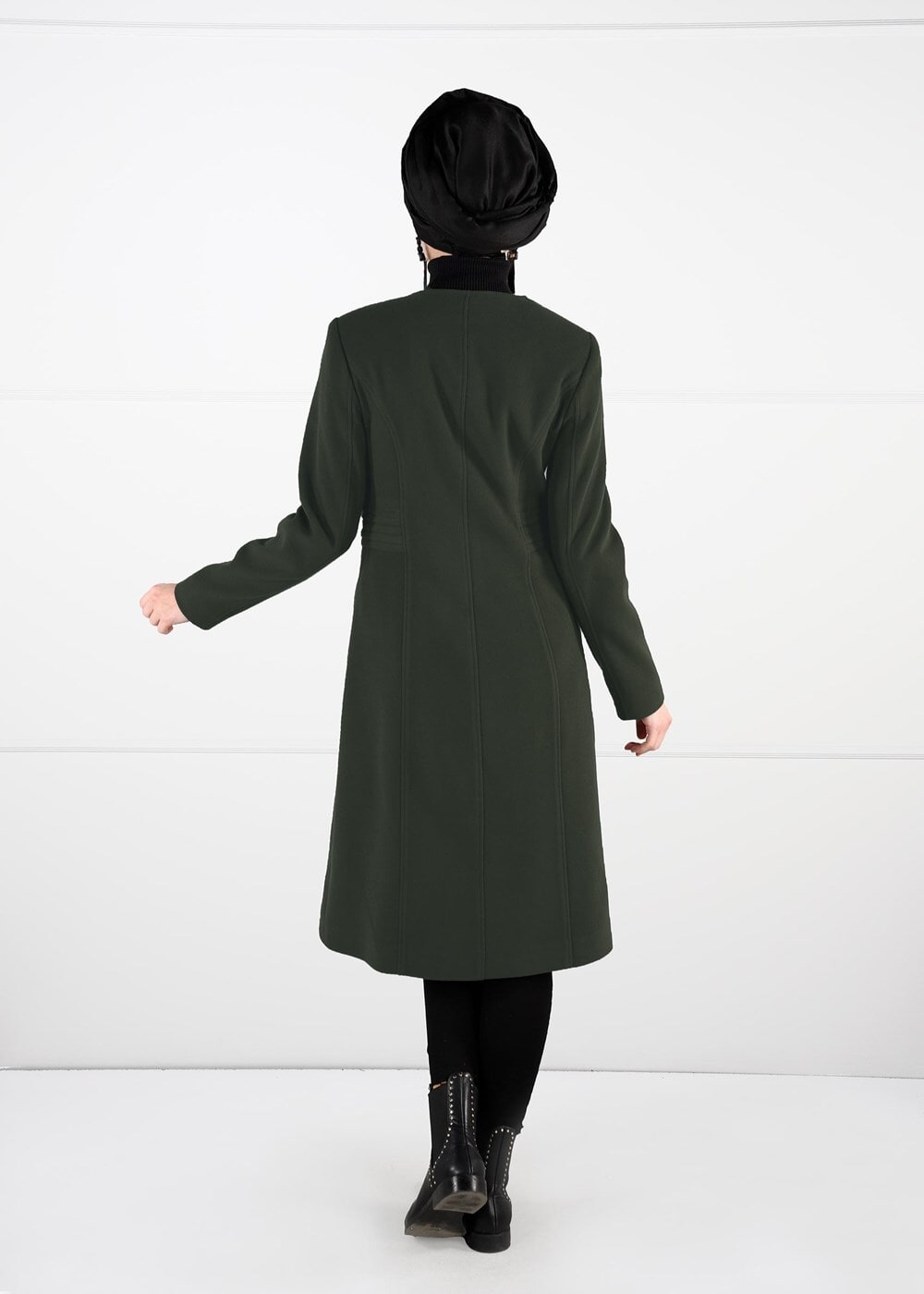 Tesettür giyim HAKİ FERMUARLI KAŞE KABAN 9548 