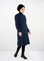 Tesettür giyim LACİVERT FERMUARLI KAŞE KABAN 9548 