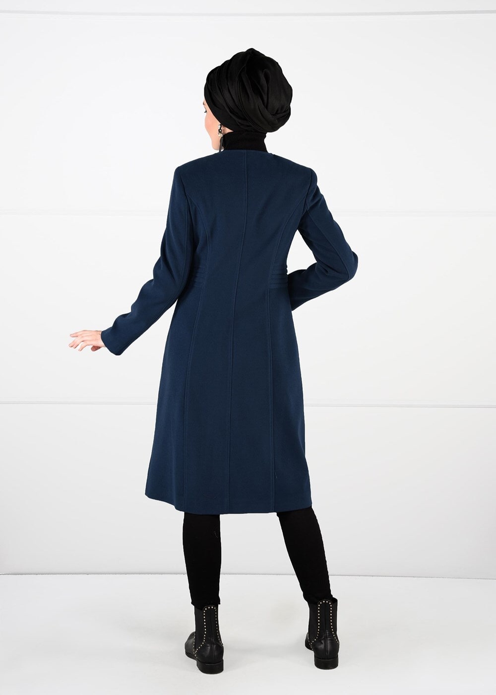 Tesettür giyim LACİVERT FERMUARLI KAŞE KABAN 9548 