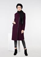 Tesettür giyim MÜRDÜM BİSİKLET YAKA KAŞE KABAN 9555 