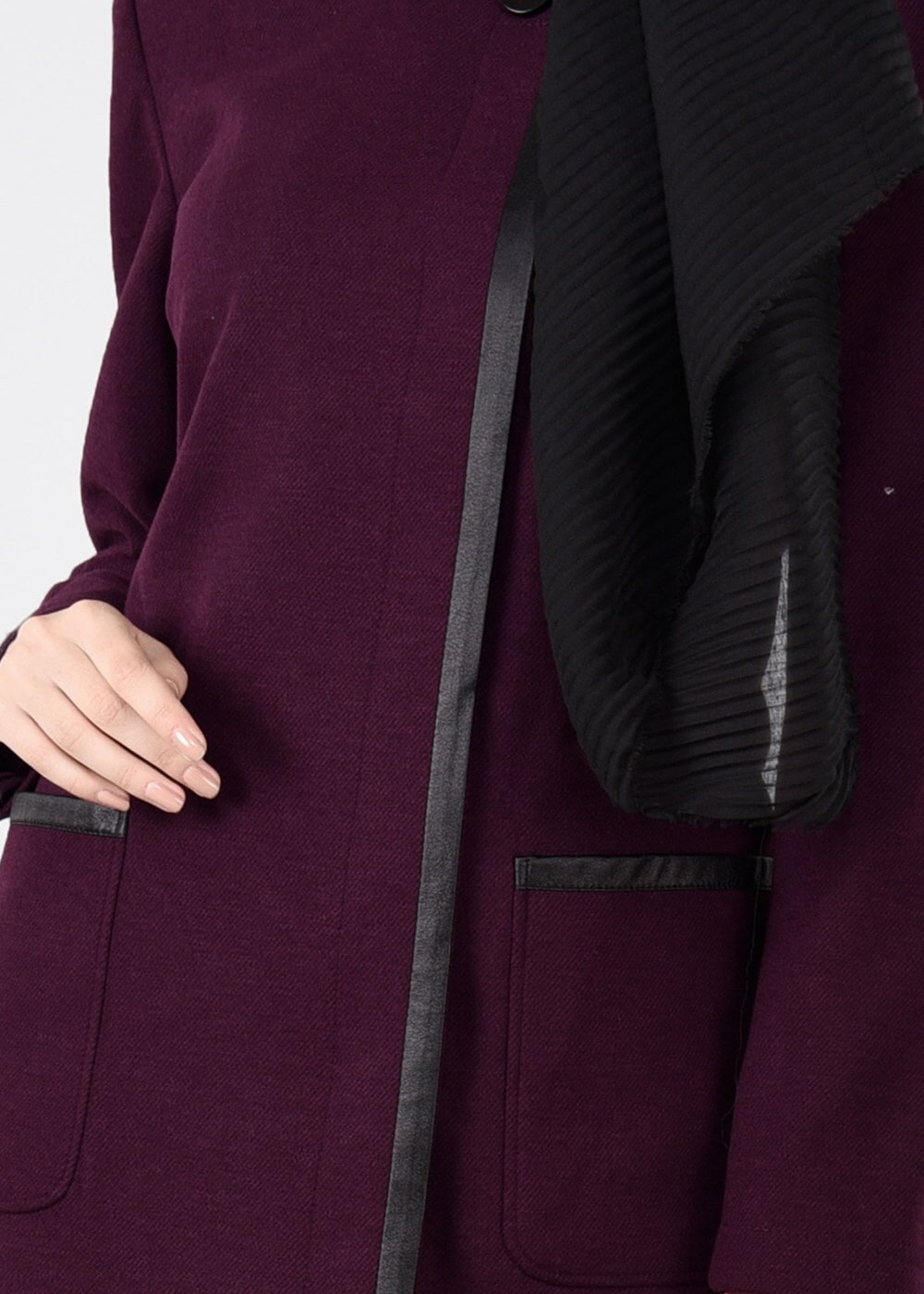 Tesettür giyim MÜRDÜM BİSİKLET YAKA KAŞE KABAN 9555 