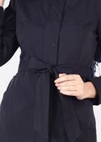 Tesettür giyim LACİVERT KAPÜŞONU KÜRKLÜ TORBA CEP KABAN 9559 