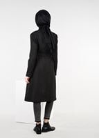 Tesettür giyim SİYAH KRUVAZE FERMUARLI KABAN 9560 