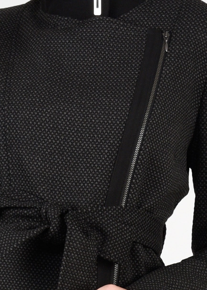 Tesettür giyim SİYAH KRUVAZE FERMUARLI KABAN 9560 