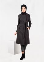 Tesettür giyim MÜRDÜM KRUVAZE FERMUARLI KABAN 9560 