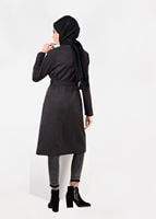 Tesettür giyim MÜRDÜM KRUVAZE FERMUARLI KABAN 9560 