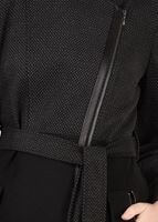 Tesettür giyim SİYAH CEPLERİ FERMUARLI ÜST KISMI DESENLİ KABAN 9561