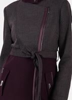 Tesettür giyim MÜRDÜM CEPLERİ FERMUARLI ÜST KISMI DESENLİ KABAN 9561