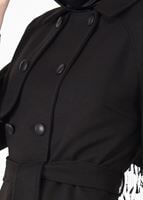 Tesettür giyim SİYAH KRUVAZE KUŞAKLI KABAN 9563 