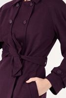 Tesettür giyim MÜRDÜM KRUVAZE KUŞAKLI KABAN 9563 