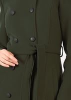 Tesettür giyim HAKİ DÜĞMELİ BALIKÇI YAKA KABAN 9564