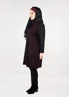 Vêtements hijab PRUNE MANTEAU EN LAINE À LIGNÉ EN DOUBLE-COULEUR 9565 