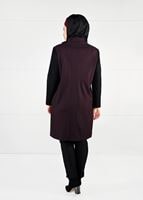Vêtements hijab PRUNE MANTEAU EN LAINE À LIGNÉ EN DOUBLE-COULEUR 9565 