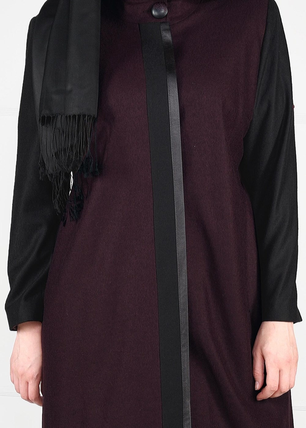 Vêtements hijab PRUNE MANTEAU EN LAINE À LIGNÉ EN DOUBLE-COULEUR 9565 