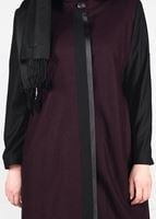 Hijab clothing PLUM FRONTAL-STRIPPED DOUBLE-COLOR WALKER COAT 9565 