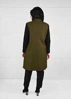 Hijab clothing GREEN FRONTAL-STRIPPED DOUBLE-COLOR WALKER COAT 9565 