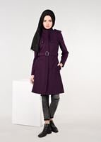 Tesettür giyim MÜRDÜM KEMERLİ APOLET DETAYLI KABAN  9584