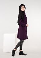 Tesettür giyim MÜRDÜM KEMERLİ APOLET DETAYLI KABAN  9584