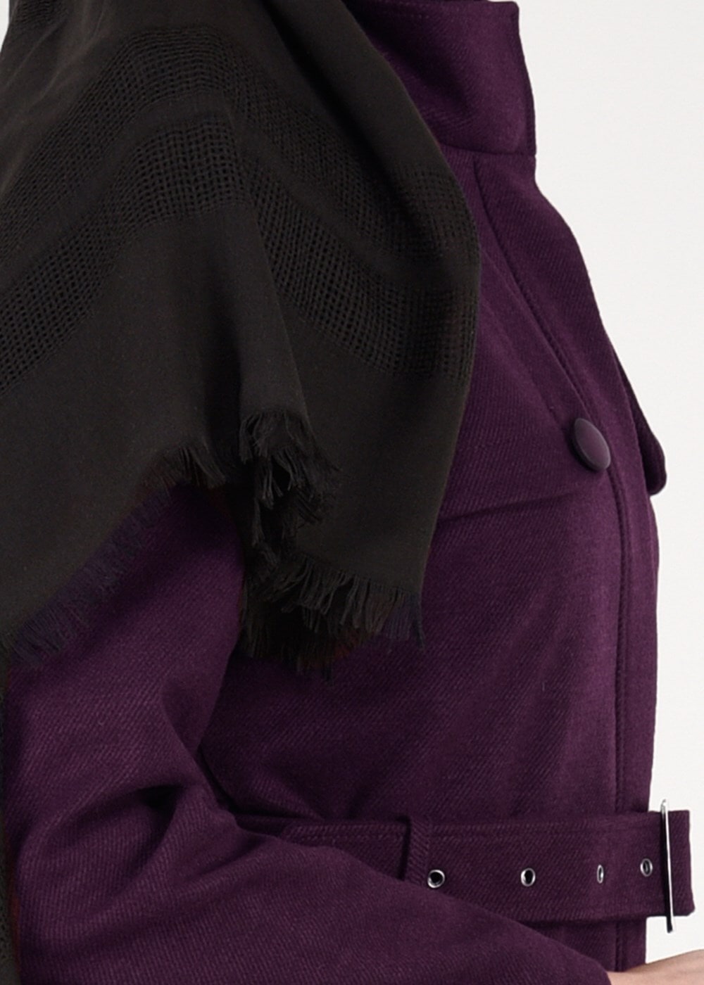 Tesettür giyim MÜRDÜM KEMERLİ APOLET DETAYLI KABAN  9584