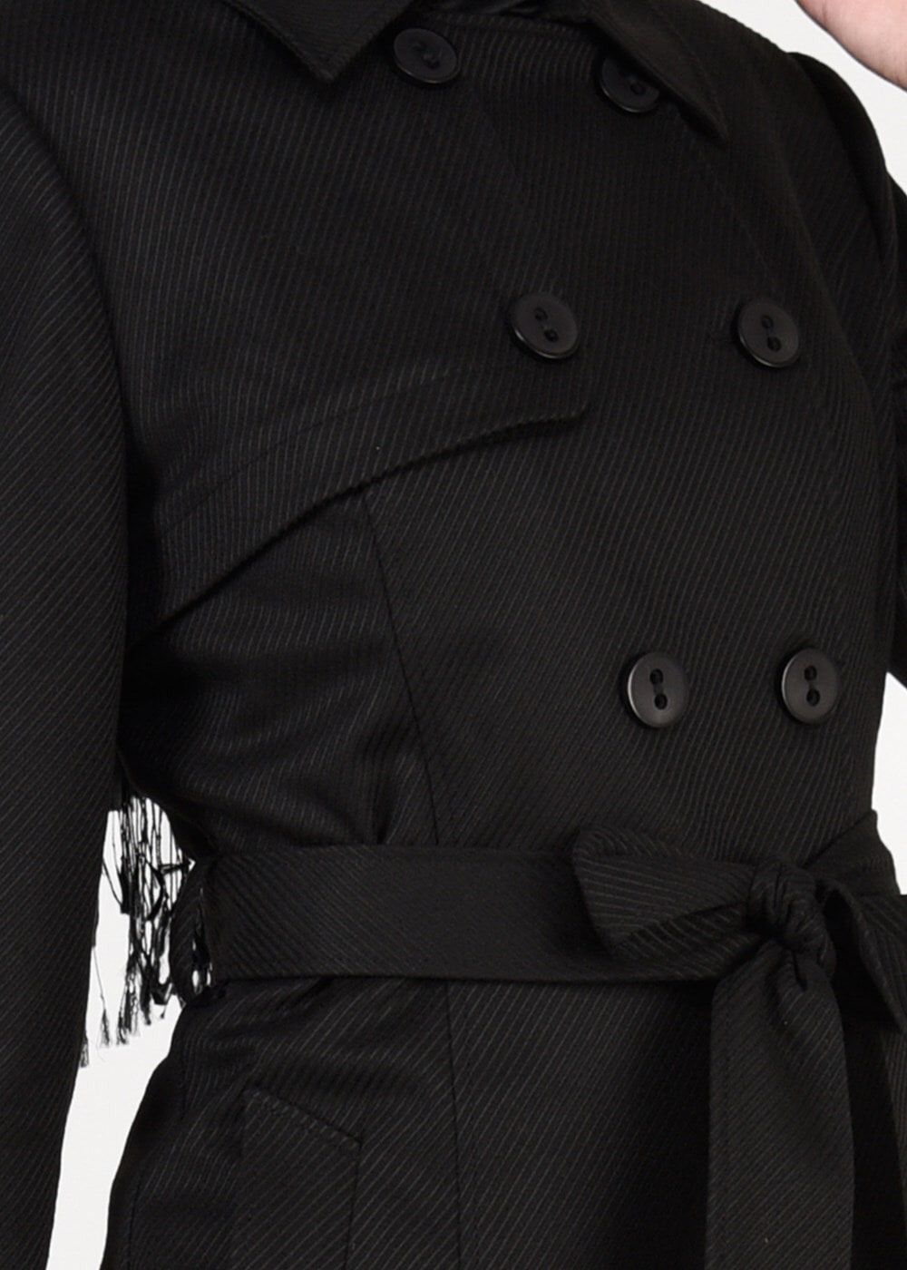 Tesettür giyim SİYAH KRUVAZE KEMERLİ DÜĞMELİ KABAN 9586 