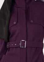 Tesettür giyim MOR KRUVAZE KEMERLİ DÜĞMELİ KABAN 9586 