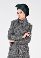 Tesettür giyim GRİ BALIKÇI YAKA KEÇE KABAN 9595 