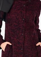 Tesettür giyim BORDO BALIKÇI YAKA KEÇE KABAN 9595 