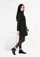 Tesettür giyim HAKİ BALIKÇI YAKA KEÇE KABAN 9595 