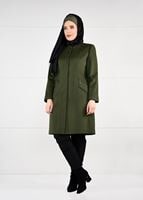 Vêtements hijab KAKI CABAN À COL ROND AVEC POCHES 9596 